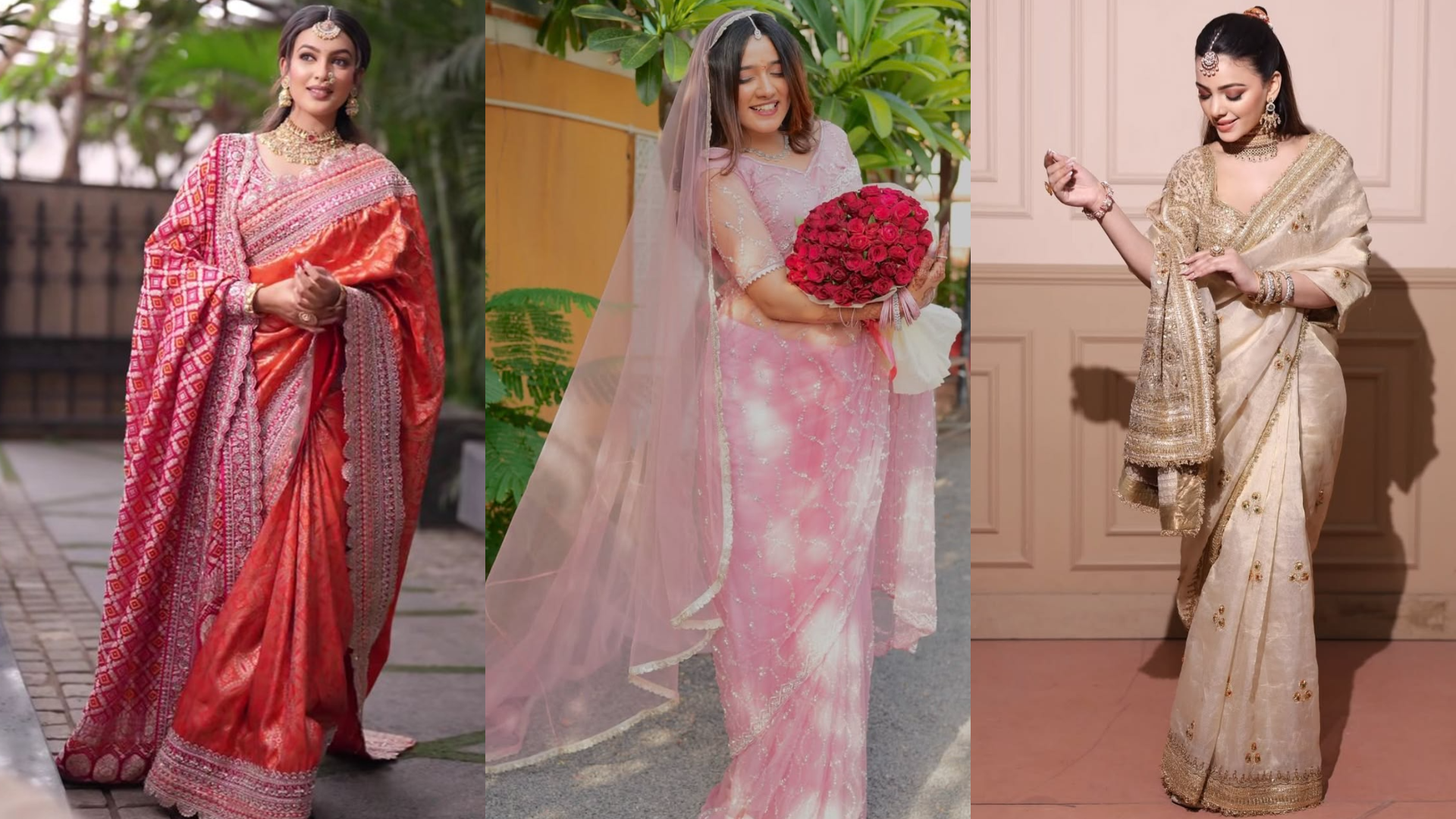 30 Beautiful Engagement Sarees for Brides