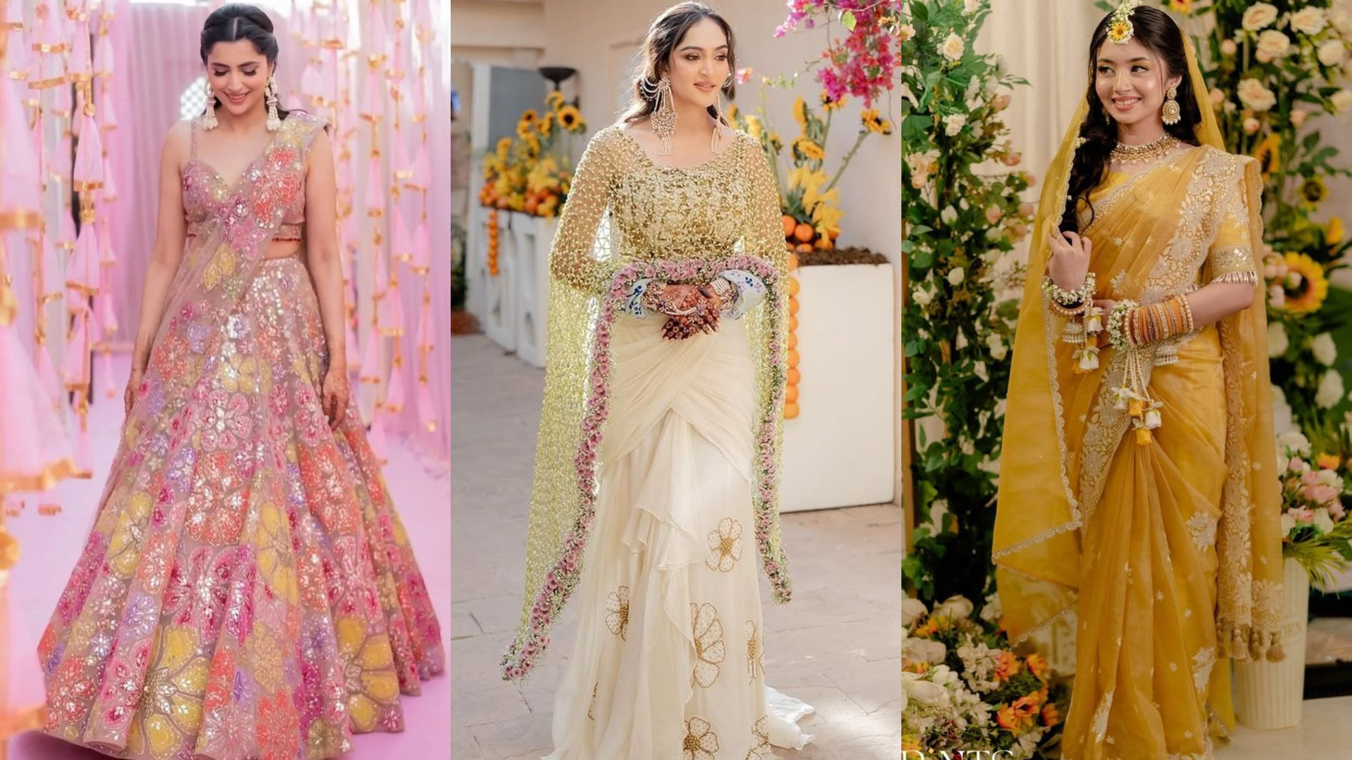 Haldi Outfit Ideas for the Bride: 20 Yellow & Floral Look